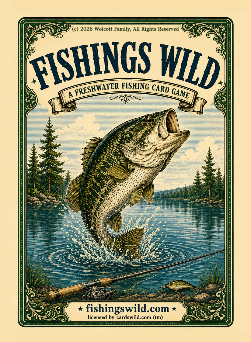 Fishings Wild - Fishing Card Game Bass Muskie Angler Cabin Lake Fathers Day Gift