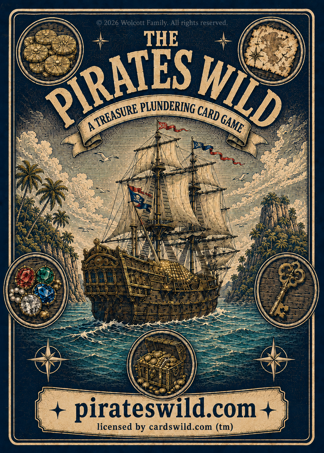 Pirates Wild - Pirate Card Game Kraken Treasure Hunt Family Plunder Gift