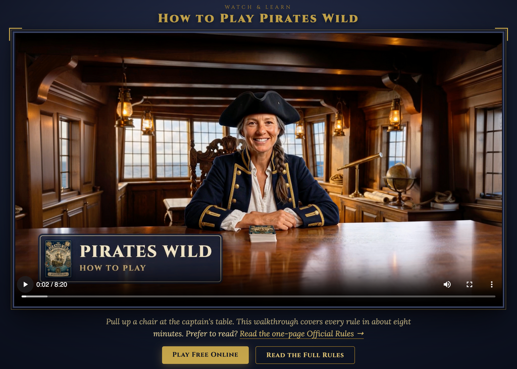 Pirates Wild - Pirate Card Game Kraken Treasure Hunt Family Plunder Gift