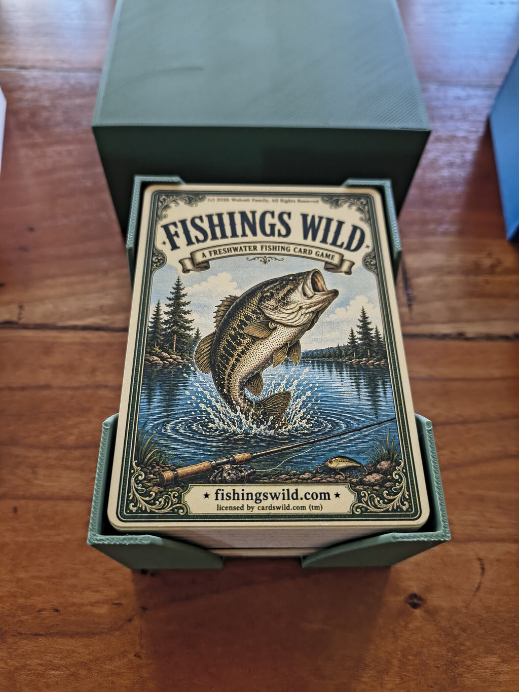 Fishings Wild deck in its forest green card holder