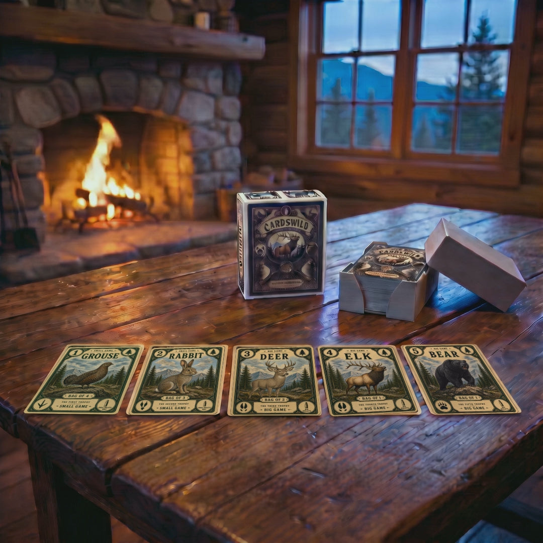 Cards Wild - Hunting Card Game Deer Elk Bear Family Cabin Gift Jasper Colorado