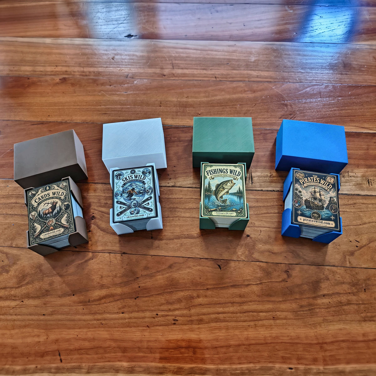 Cardswild 4-Game Collector Set - Hunting, Skiing, Fishing & Pirate Card Games